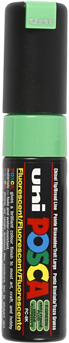 Uni Posca Marker, lijndikte: 8 mm,  PC-8K , fluo green, breed, 1stuk [HOB-278733]